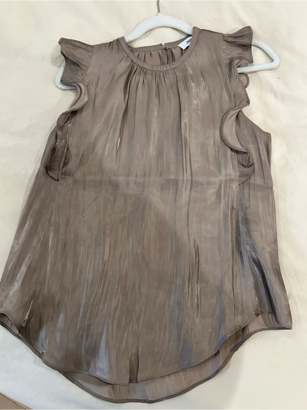 Jason Wu Sheer Ruffle-Trim Blouse in Taupe